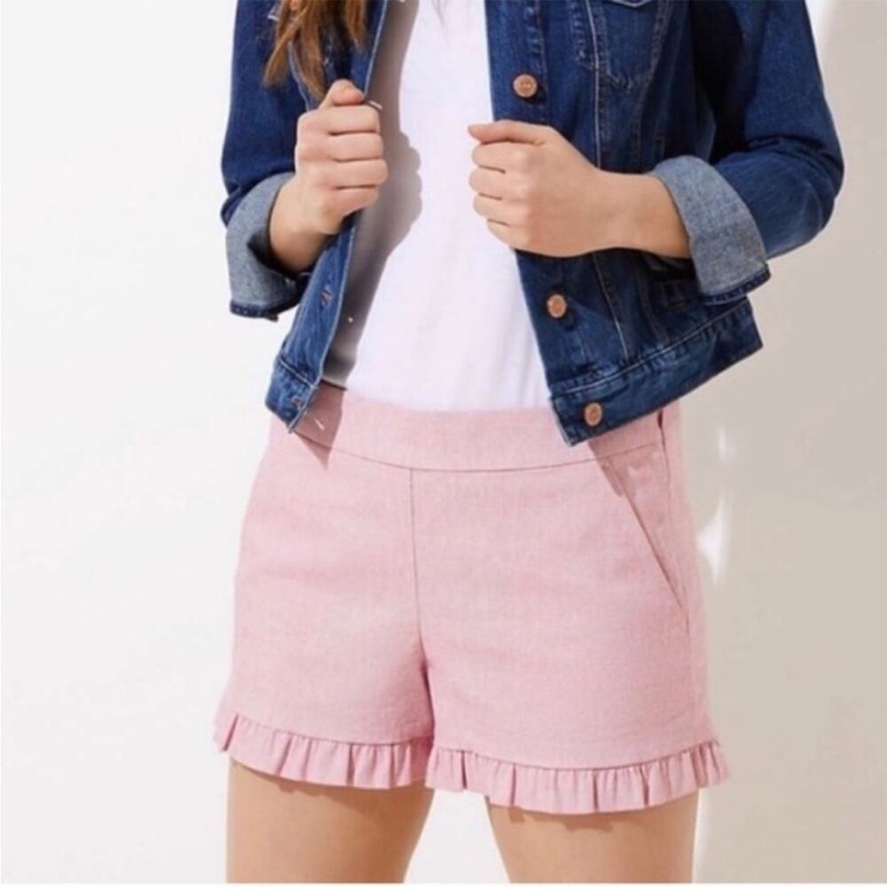 LOFT Pink Ruffle Hem Shorts Size 4 NWOT